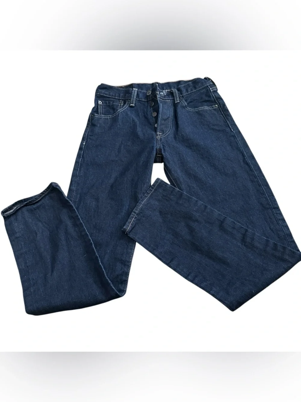 Levi’s 501 Button Fly Dark Denim Jeans Mens 28 X 32 - Picture 5 of 5